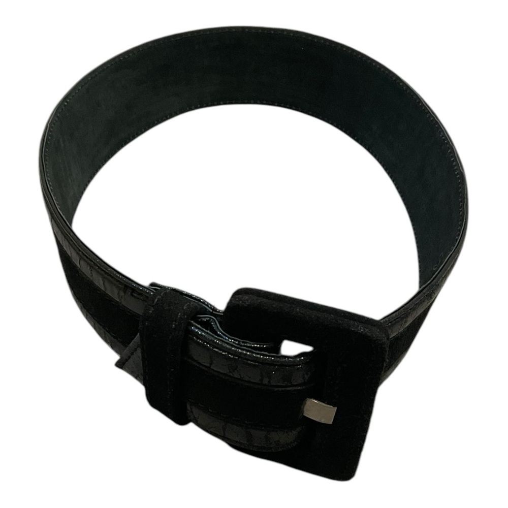 Women’s Vintage Wide Black Suede Leather Belt Size PS